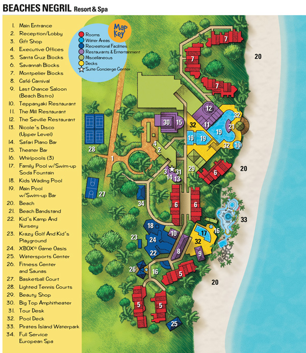 Beaches Negril · Moon Dance Villas. In grey = hotel's map to come!