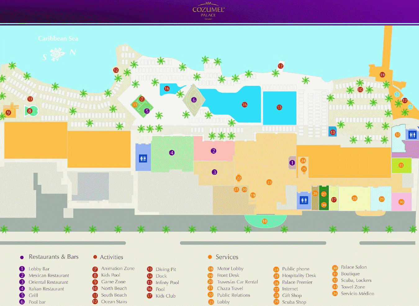 Map of cozumel hotels