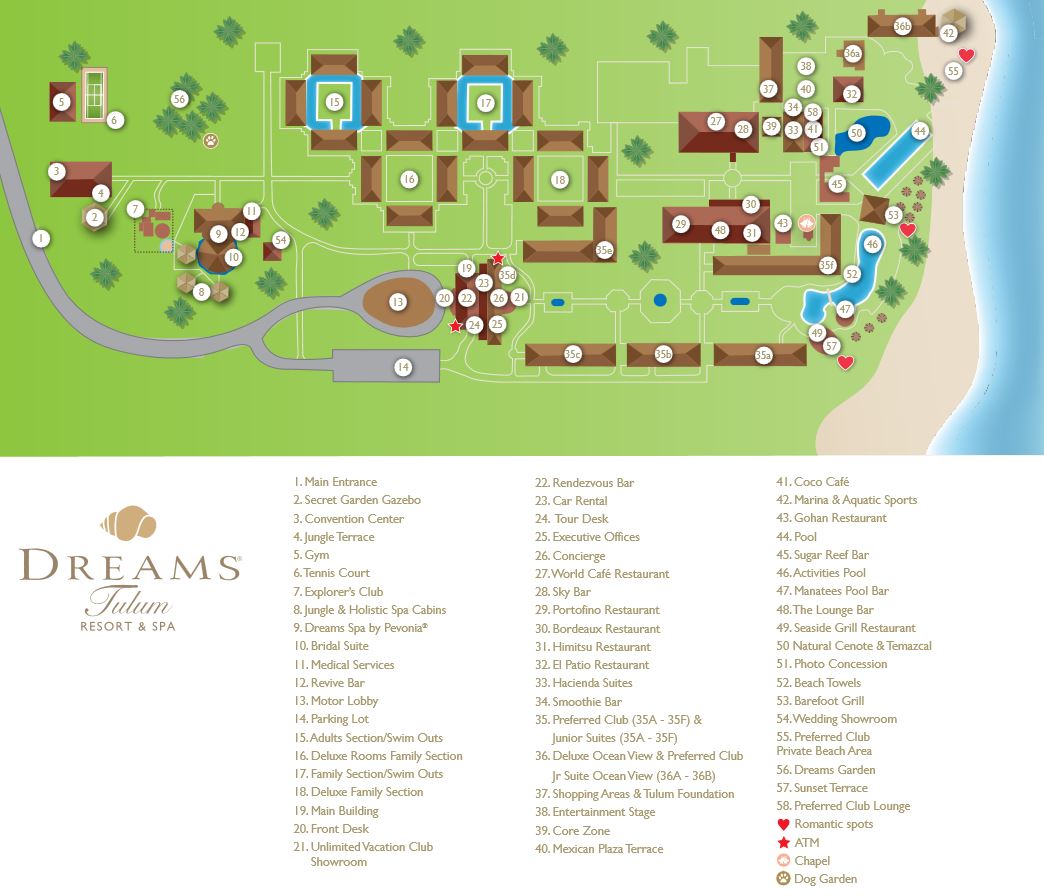Resort Map Dreams Tulum Resort and Spa Riviera Maya, Mexico