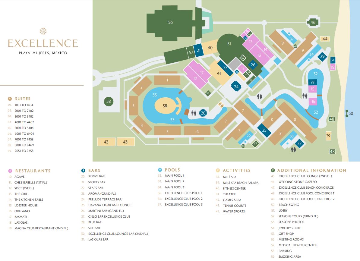 Resort Map Excellence Playa Mujeres Cancun, Mexico