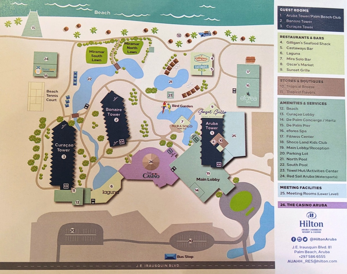 Resort Map Hilton Aruba Caribbean Resort & Casino Aruba