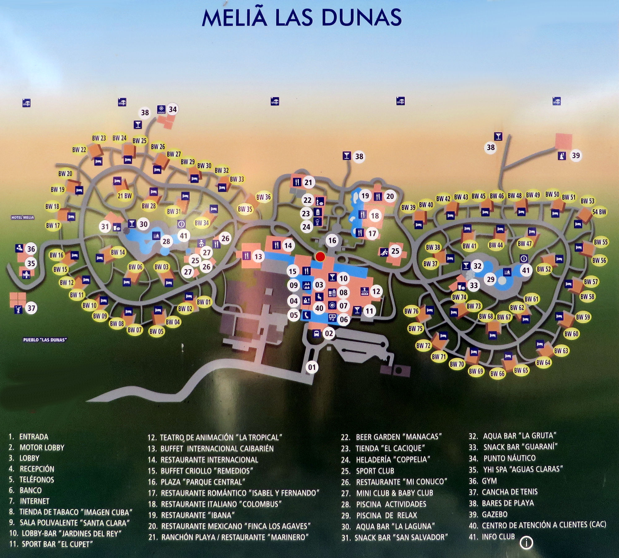 Resort Map Melia Las Dunas Cayo Santa Maria Cuba