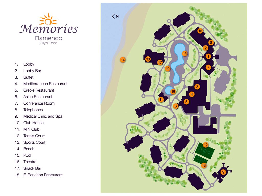 Resort Map Memories Flamenco Beach Resort Cayo Coco, Cuba