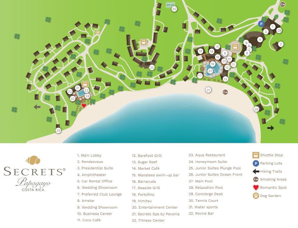 Resort Map Secrets Papagayo Costa Rica