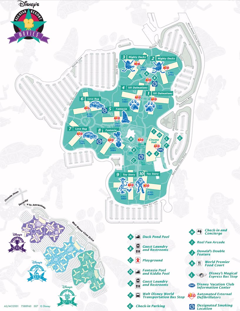 Resort Map | Disney's All-Star Movies Resort | Florida