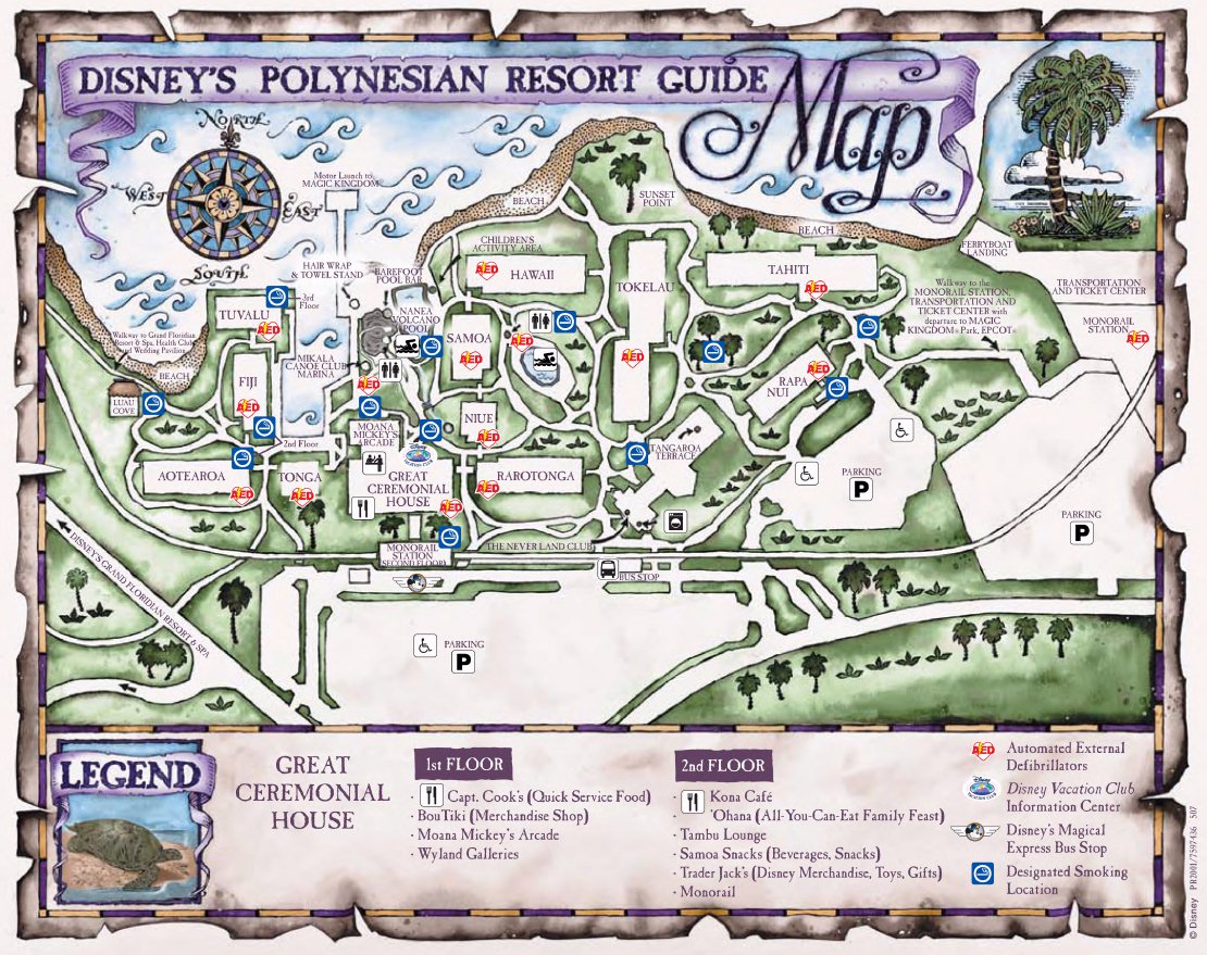Resort Map Disney's Polynesian Resort Florida