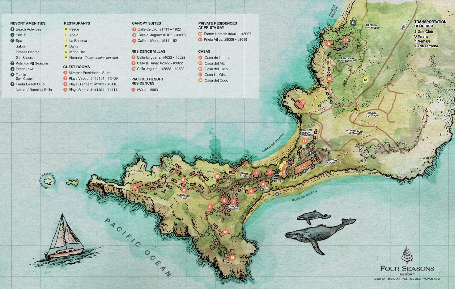 Resort Map Four Seasons Resort Costa Rica at Peninsula Papagayo