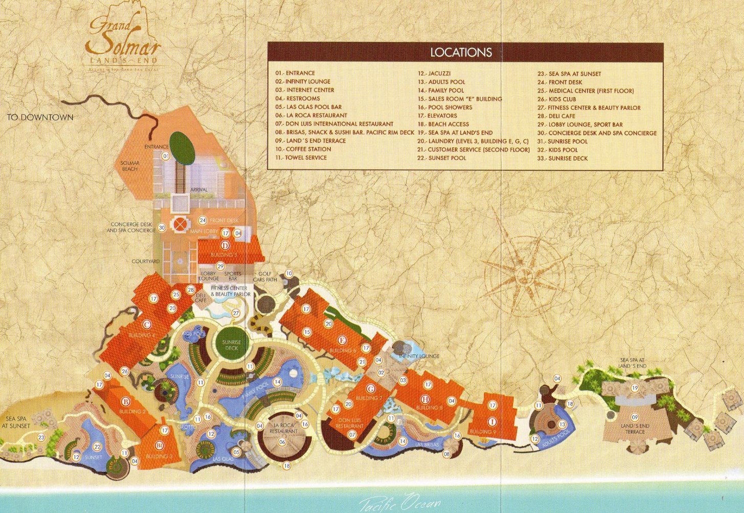 Resort Map Grand Solmar Land's End Resort & Spa Los