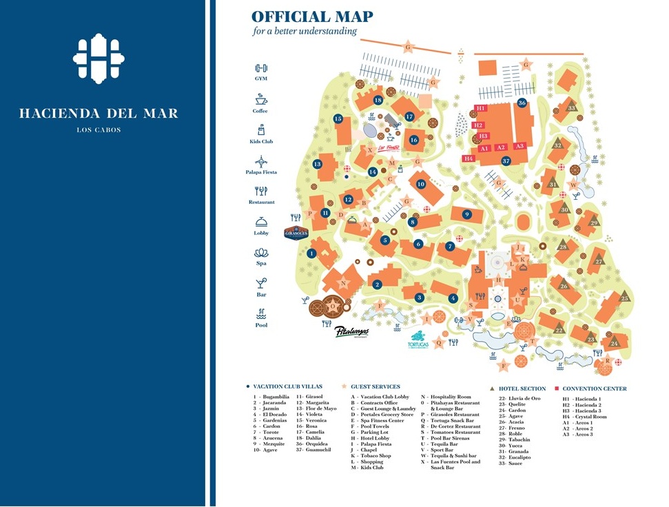 Resort Map | Hacienda del Mar Los Cabos | Los Cabos, Mexico