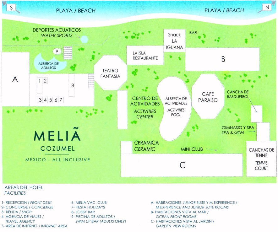 Resort Map | Melia Cozumel | Cozumel, Mexico