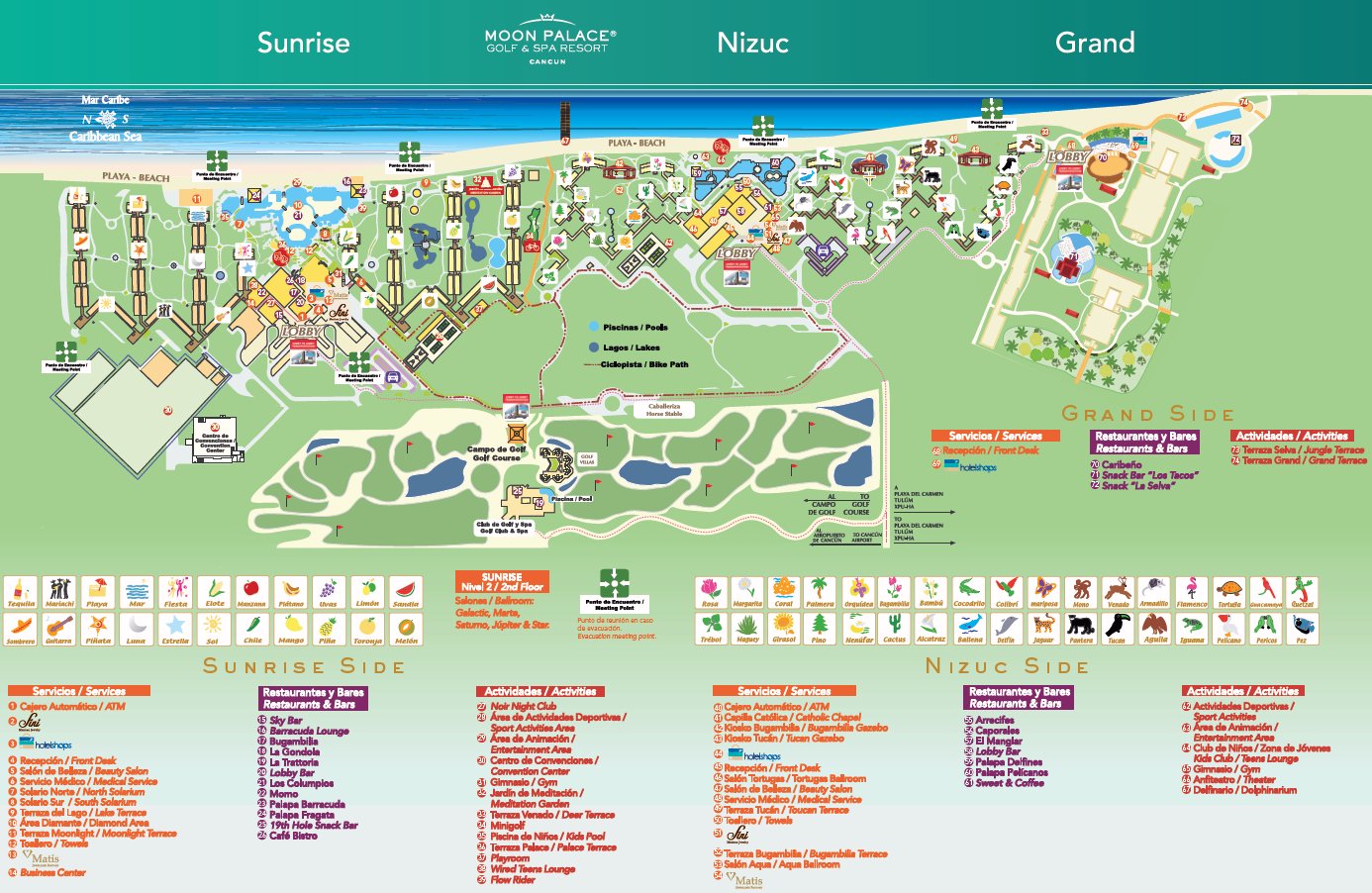 Resort Map Moon Palace Cancun Riviera Maya, Mexico