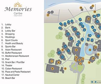 Memories Caribe Beach Resort Resort Map Layout