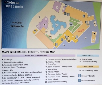 Occidental Costa Cancun Resort Map Layout