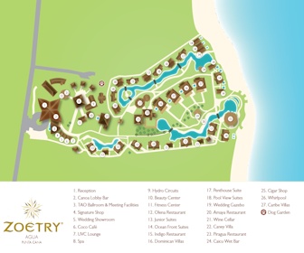 Zoetry Agua Punta Cana Resort Map Layout